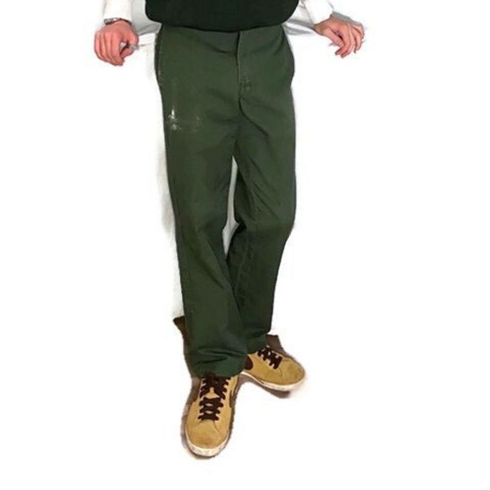 Custom Distressed Army Green Dickies 32 x 32